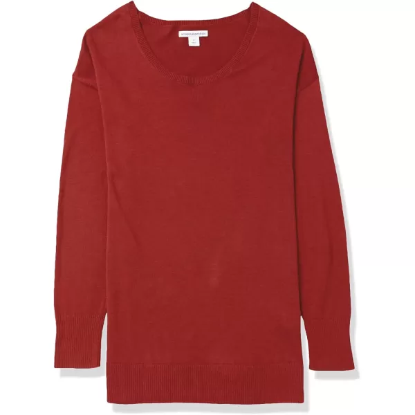 Amazon Essentials Womens Lightweight LongSleeve Crew Neck Tunic Sweater Available in Plus SizeDark Red