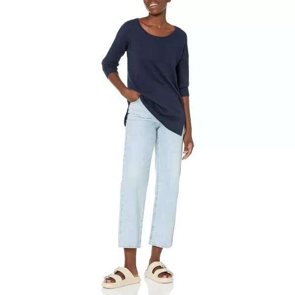 Amazon Essentials Womens Lightweight LongSleeve Crew Neck Tunic Sweater Available in Plus SizeNavy