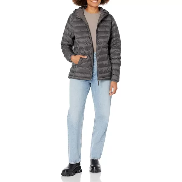 Amazon Essentials Womens Lightweight LongSleeve FullZip WaterResistant Packable Hooded Puffer JacketCharcoal Heather