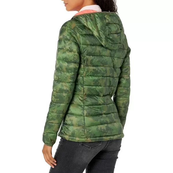 Amazon Essentials Womens Lightweight LongSleeve FullZip WaterResistant Packable Hooded Puffer JacketGreen Camo