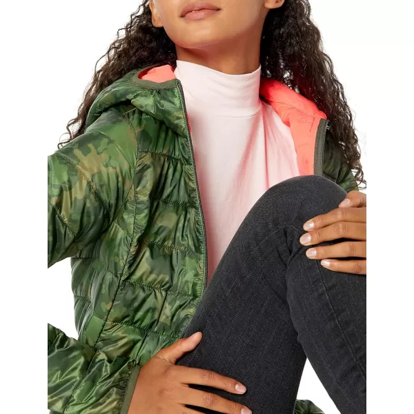 Amazon Essentials Womens Lightweight LongSleeve FullZip WaterResistant Packable Hooded Puffer JacketGreen Camo