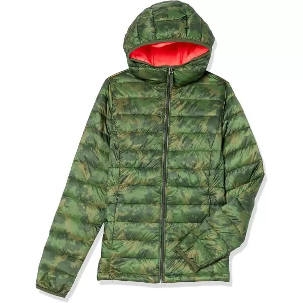 Amazon Essentials Womens Lightweight LongSleeve FullZip WaterResistant Packable Hooded Puffer JacketGreen Camo