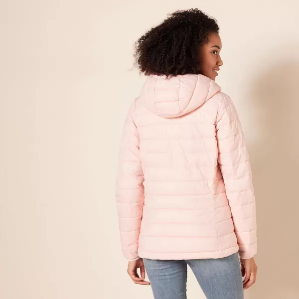 Amazon Essentials Womens Lightweight LongSleeve FullZip WaterResistant Packable Hooded Puffer JacketLight Pink