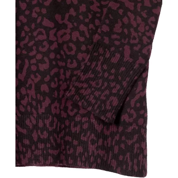 Amazon Essentials Womens Lightweight LongSleeve VNeck Tunic Sweater Available in Plus SizeBlack Animal Print