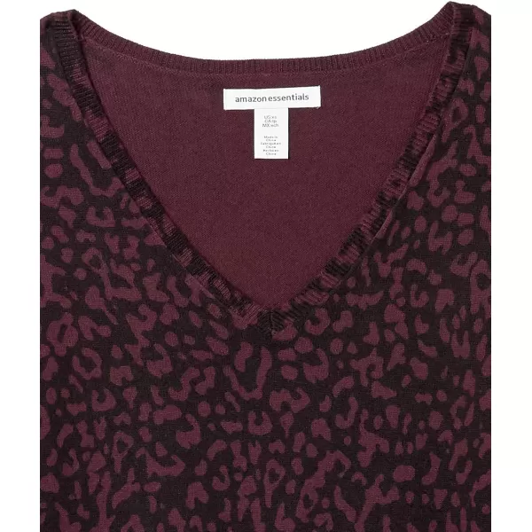 Amazon Essentials Womens Lightweight LongSleeve VNeck Tunic Sweater Available in Plus SizeBlack Animal Print