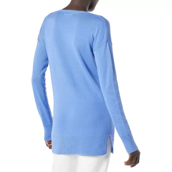 Amazon Essentials Womens Lightweight LongSleeve VNeck Tunic Sweater Available in Plus SizeBlue