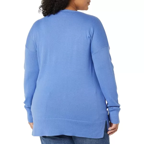 Amazon Essentials Womens Lightweight LongSleeve VNeck Tunic Sweater Available in Plus SizeBlue