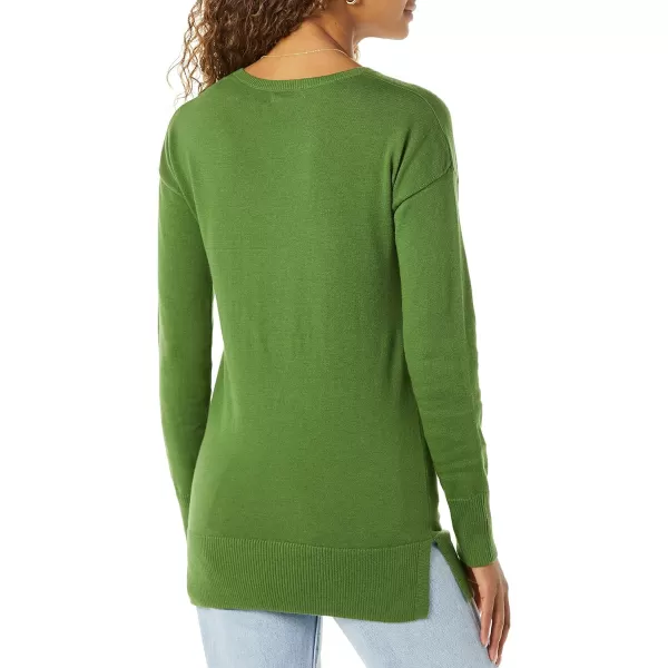 Amazon Essentials Womens Lightweight LongSleeve VNeck Tunic Sweater Available in Plus SizeGreen