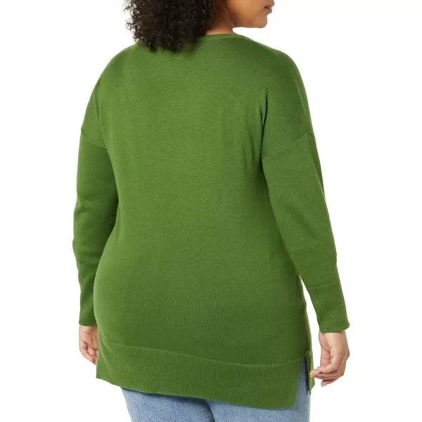 Amazon Essentials Womens Lightweight LongSleeve VNeck Tunic Sweater Available in Plus SizeGreen