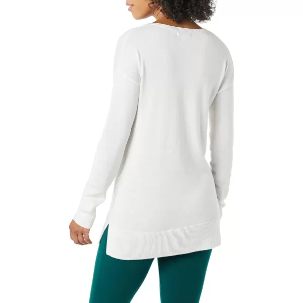 Amazon Essentials Womens Lightweight LongSleeve VNeck Tunic Sweater Available in Plus SizeWhite