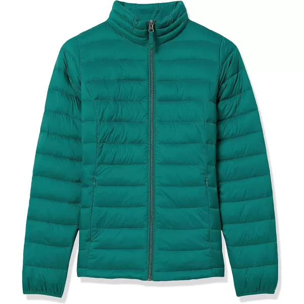 Amazon Essentials Womens Lightweight LongSleeve WaterResistant Puffer Jacket Available in Plus SizeDark Emerald Green