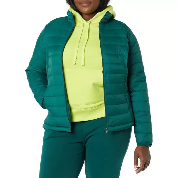 Amazon Essentials Womens Lightweight LongSleeve WaterResistant Puffer Jacket Available in Plus SizeDark Emerald Green