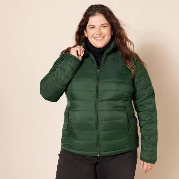 Amazon Essentials Womens Lightweight LongSleeve WaterResistant Puffer Jacket Available in Plus SizeDark Green