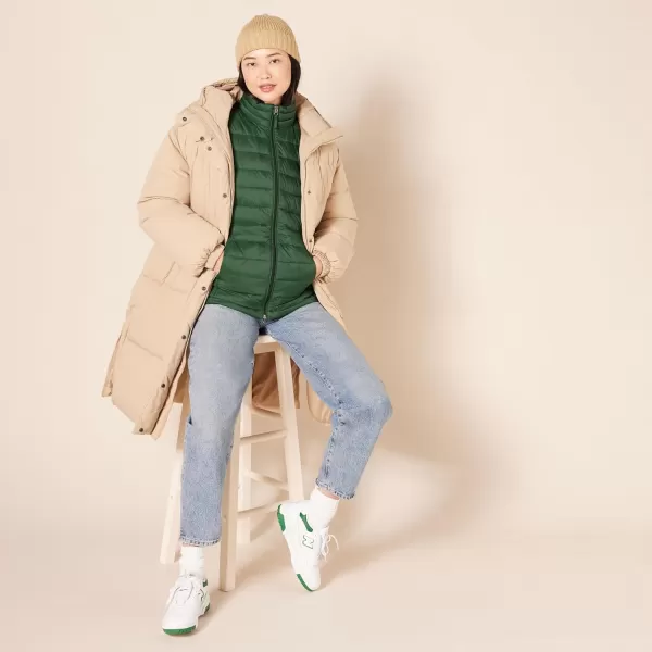 Amazon Essentials Womens Lightweight LongSleeve WaterResistant Puffer Jacket Available in Plus SizeDark Green