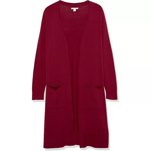 Amazon Essentials Womens Lightweight Longer Length Cardigan Sweater Available in Plus SizeBurgundy