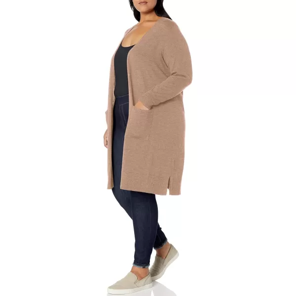 Amazon Essentials Womens Lightweight Longer Length Cardigan Sweater Available in Plus SizeCamel