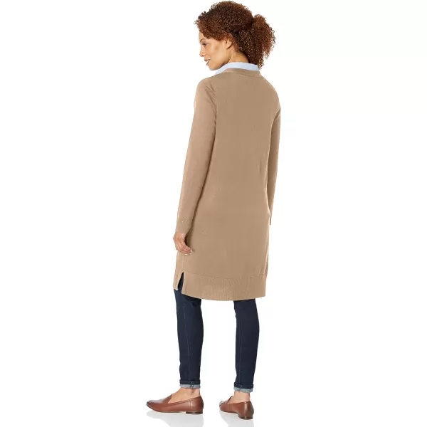 Amazon Essentials Womens Lightweight Longer Length Cardigan Sweater Available in Plus SizeCamel Heather