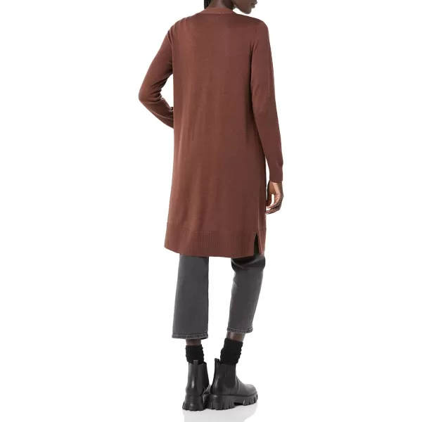 Amazon Essentials Womens Lightweight Longer Length Cardigan Sweater Available in Plus SizeDark Chestnut Brown