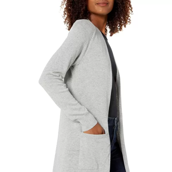 Amazon Essentials Womens Lightweight Longer Length Cardigan Sweater Available in Plus SizeLight Grey Heather