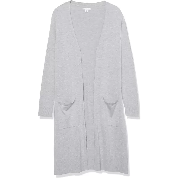 Amazon Essentials Womens Lightweight Longer Length Cardigan Sweater Available in Plus SizeLight Grey Heather