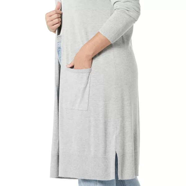 Amazon Essentials Womens Lightweight Longer Length Cardigan Sweater Available in Plus SizeLight Grey Heather