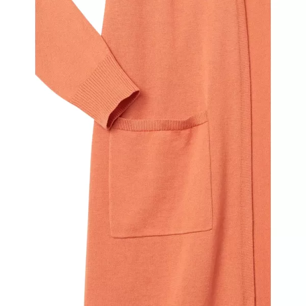 Amazon Essentials Womens Lightweight Longer Length Cardigan Sweater Available in Plus SizeRust Orange