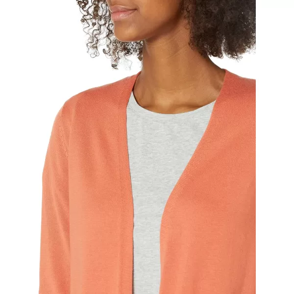 Amazon Essentials Womens Lightweight Longer Length Cardigan Sweater Available in Plus SizeRust Orange