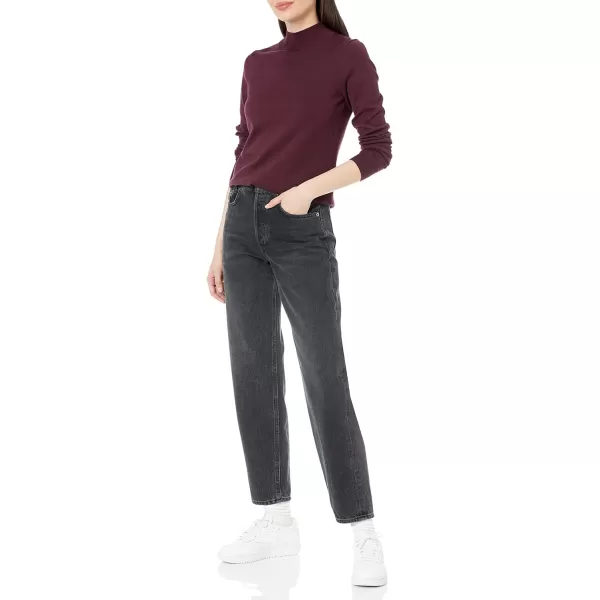 Amazon Essentials Womens Lightweight Mockneck Sweater Available in Plus SizeBurgundy