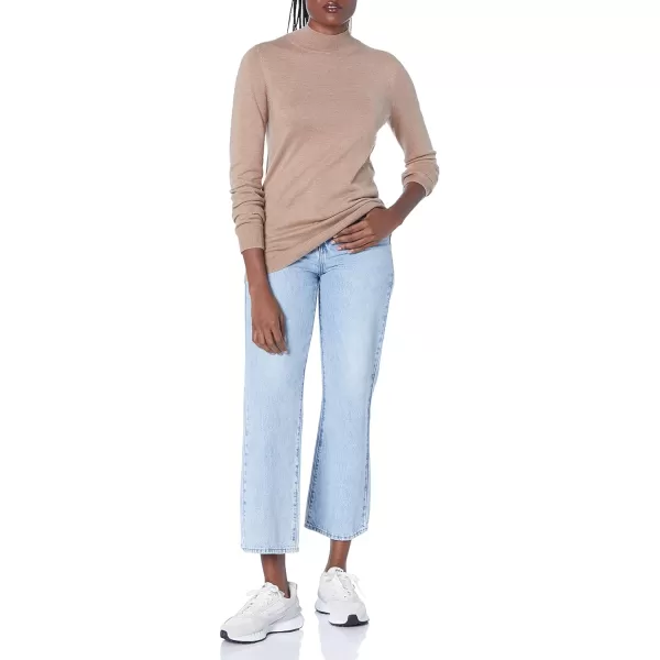 Amazon Essentials Womens Lightweight Mockneck Sweater Available in Plus SizeCamel Heather