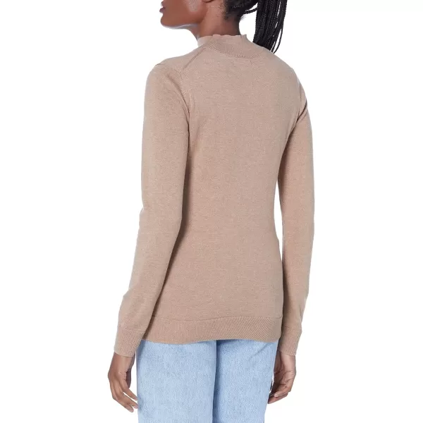 Amazon Essentials Womens Lightweight Mockneck Sweater Available in Plus SizeCamel Heather