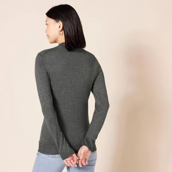 Amazon Essentials Womens Lightweight Mockneck Sweater Available in Plus SizeCharcoal Heather