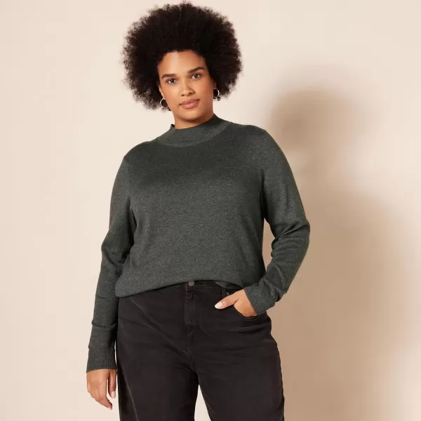 Amazon Essentials Womens Lightweight Mockneck Sweater Available in Plus SizeCharcoal Heather