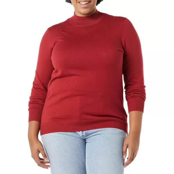 Amazon Essentials Womens Lightweight Mockneck Sweater Available in Plus SizeDark Red