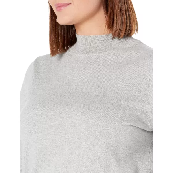 Amazon Essentials Womens Lightweight Mockneck Sweater Available in Plus SizeLight Grey Heather