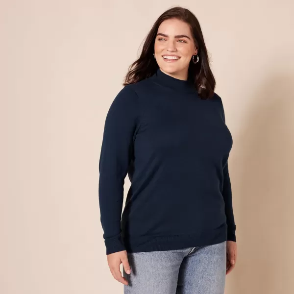 Amazon Essentials Womens Lightweight Mockneck Sweater Available in Plus SizeNavy