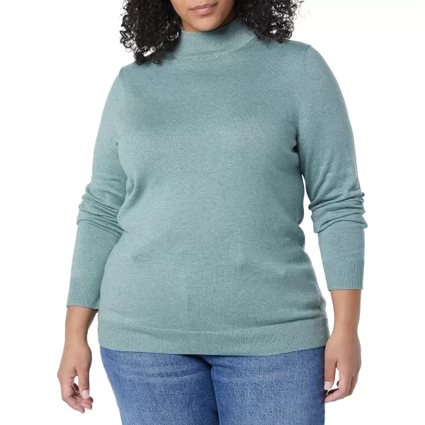 Amazon Essentials Womens Lightweight Mockneck Sweater Available in Plus SizeSage Green Heather