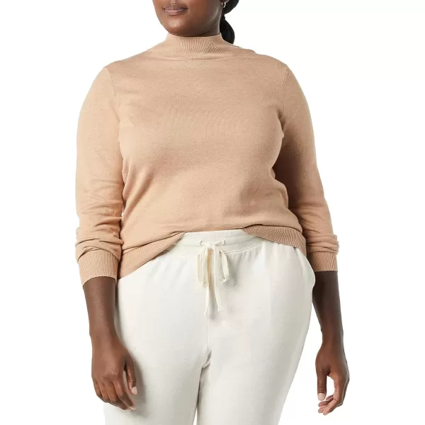 Amazon Essentials Womens Lightweight Mockneck Sweater Available in Plus SizeTaupe Heather