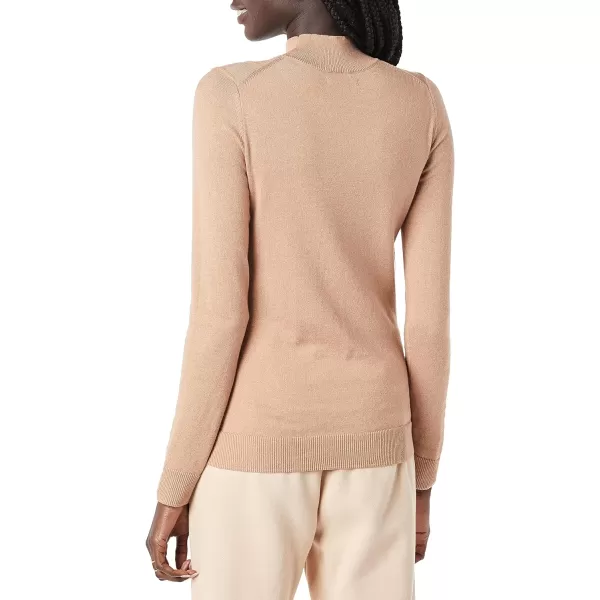 Amazon Essentials Womens Lightweight Mockneck Sweater Available in Plus SizeTaupe Heather