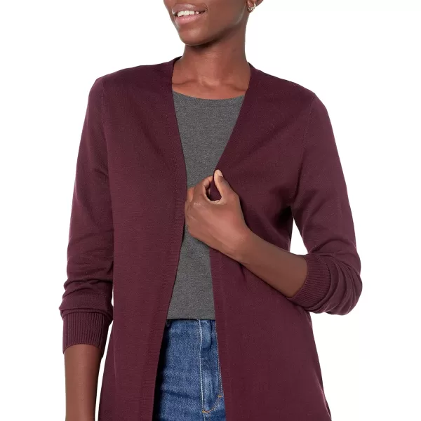 Amazon Essentials Womens Lightweight OpenFront Cardigan Sweater Available in Plus SizeBurgundy