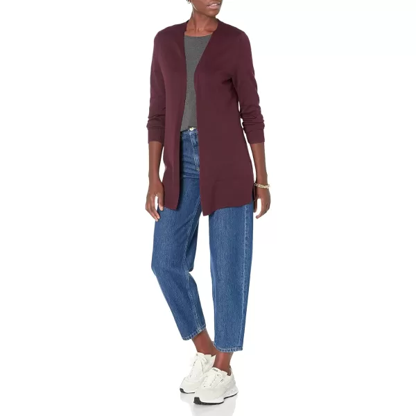 Amazon Essentials Womens Lightweight OpenFront Cardigan Sweater Available in Plus SizeBurgundy