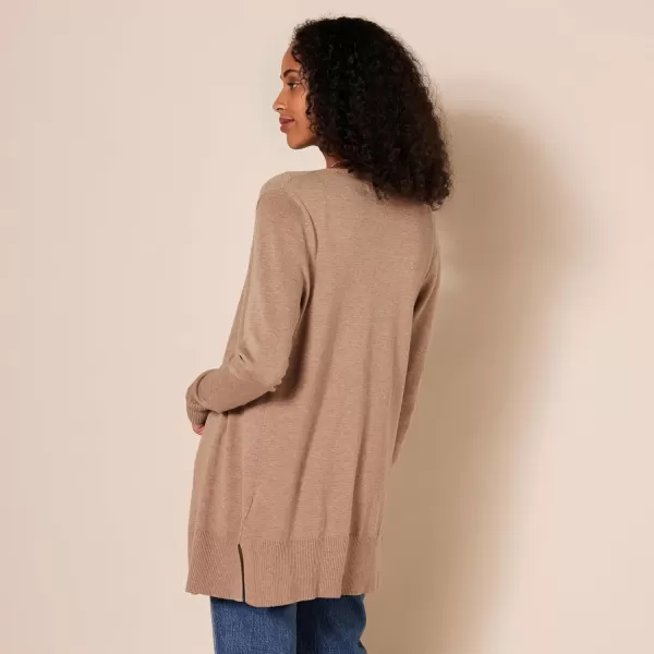 Amazon Essentials Womens Lightweight OpenFront Cardigan Sweater Available in Plus SizeCamel Heather