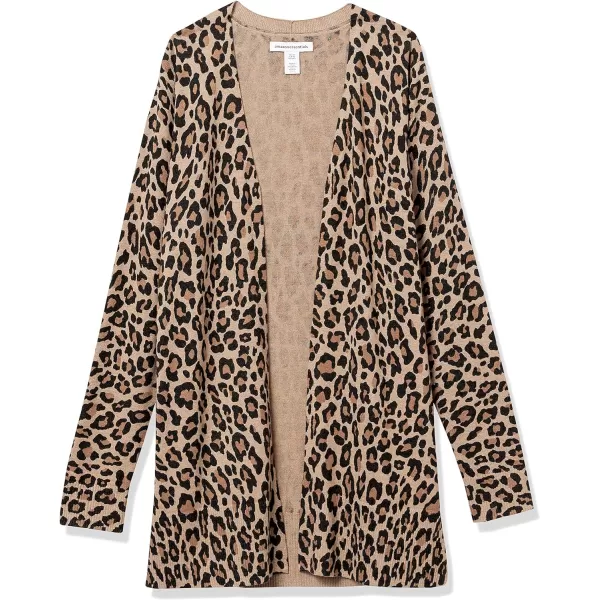 Amazon Essentials Womens Lightweight OpenFront Cardigan Sweater Available in Plus SizeCamel Leopard