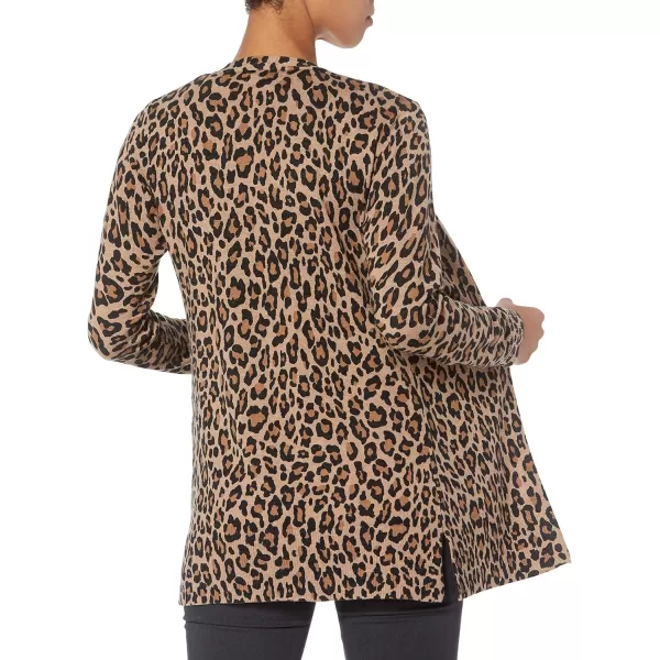 Amazon Essentials Womens Lightweight OpenFront Cardigan Sweater Available in Plus SizeCamel Leopard