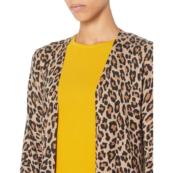 Amazon Essentials Womens Lightweight OpenFront Cardigan Sweater Available in Plus SizeCamel Leopard