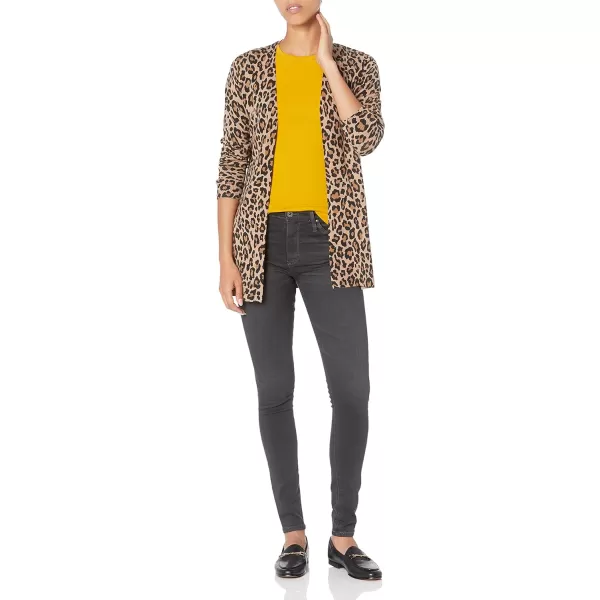 Amazon Essentials Womens Lightweight OpenFront Cardigan Sweater Available in Plus SizeCamel Leopard