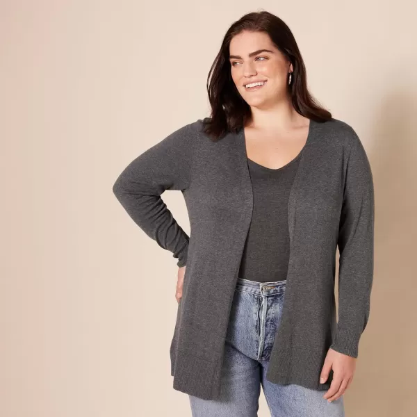 Amazon Essentials Womens Lightweight OpenFront Cardigan Sweater Available in Plus SizeCharcoal Heather