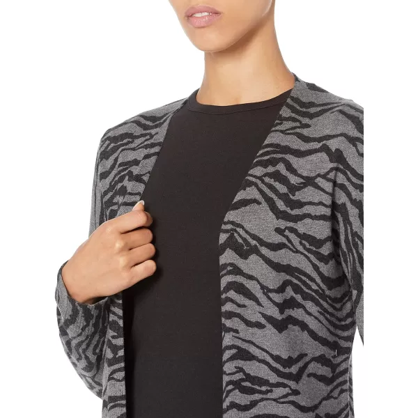 Amazon Essentials Womens Lightweight OpenFront Cardigan Sweater Available in Plus SizeCharcoal Tiger Print