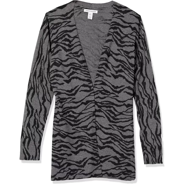 Amazon Essentials Womens Lightweight OpenFront Cardigan Sweater Available in Plus SizeCharcoal Tiger Print