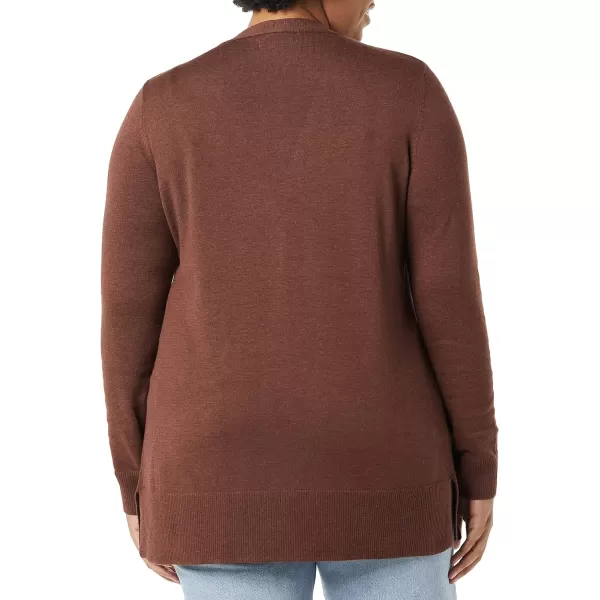 Amazon Essentials Womens Lightweight OpenFront Cardigan Sweater Available in Plus SizeDark Chestnut Brown Heather