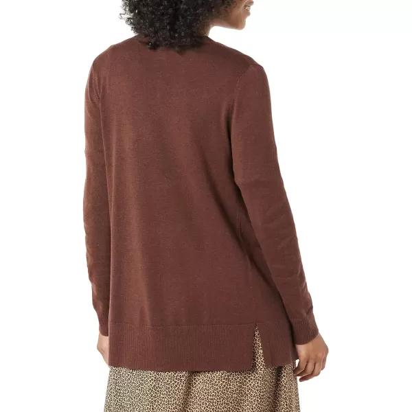 Amazon Essentials Womens Lightweight OpenFront Cardigan Sweater Available in Plus SizeDark Chestnut Brown Heather